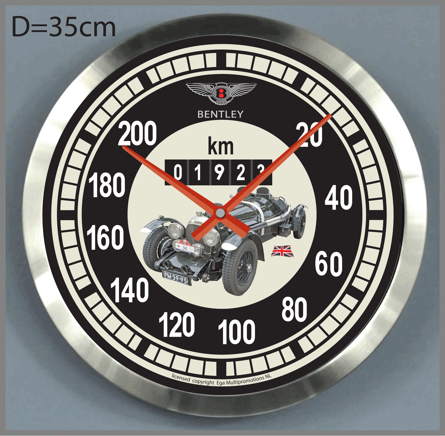 Bentley wallclock 35mm KM teller Bentley web