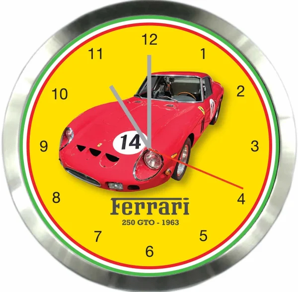 Ferrari 250 GTO 1963 wallclock 35cm yellow