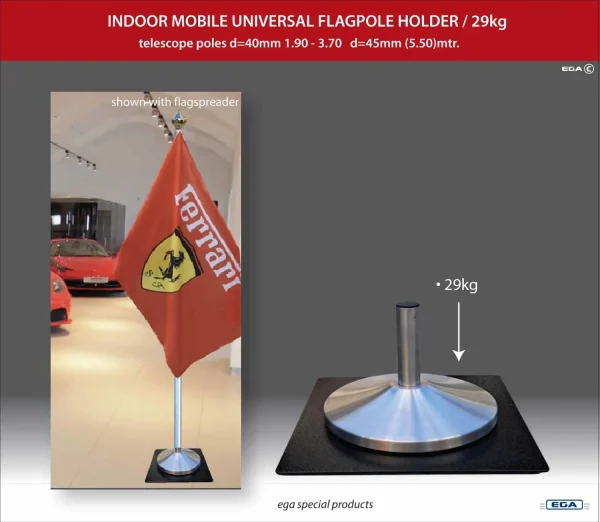 Flagpole base 29kg round metal for telescope pole d=40mm