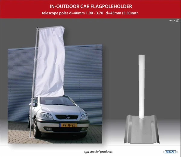 Flagpole metal base for cars