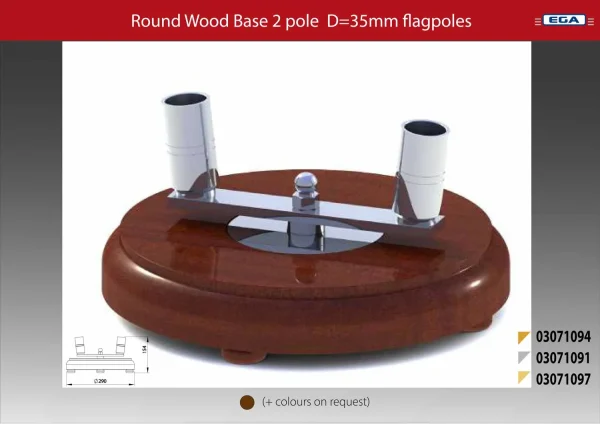 Flagpole base round wood 2 pole d=35mm
