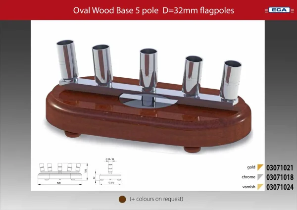 Flagpole base oval wood 5 pole d=32mm