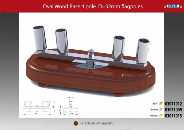 Flagpole base oval wood 4 pole d=32mm