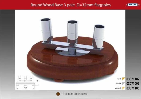 Flagpole base round wood 3 pole d=32mm