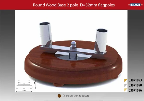 Flagpole base round wood 2 pole d=32mm